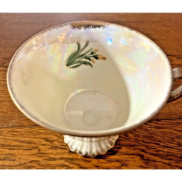Lustreware Tea Cup March Daffodil Iridescent Gold Trim Japan Vintage Spring - Picture 2 of 6